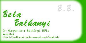 bela balkanyi business card