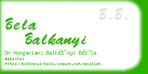 bela balkanyi business card